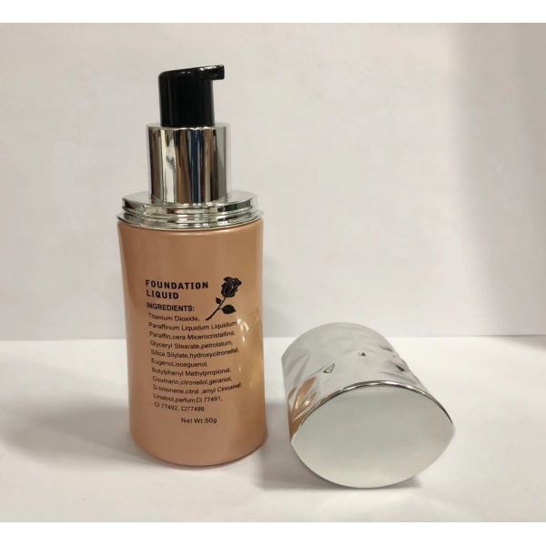 40ml Glass Makeup Foundation Bottles With Silver Pump And Cover Lotion Bottles Various Color Annd Printing