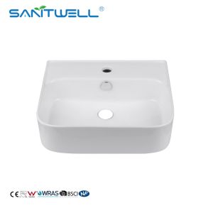 China Suppliers Sanitary Ware Square Shape White Above Counter Basin Bathroom