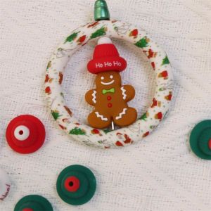 Silicone O Ring Beads Safe And Non-Toxic Silicone 3D Christmas Hat Beads