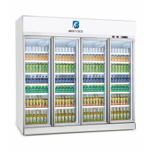 Full Glass Tall Upright Display Refrigerator , 4 Door Upright Fridge