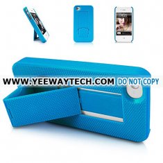 Cheap Smart Stand Case for iPhone 4S iPhone 4 with Charging Connector Plug Stoppers - Blue for sale
