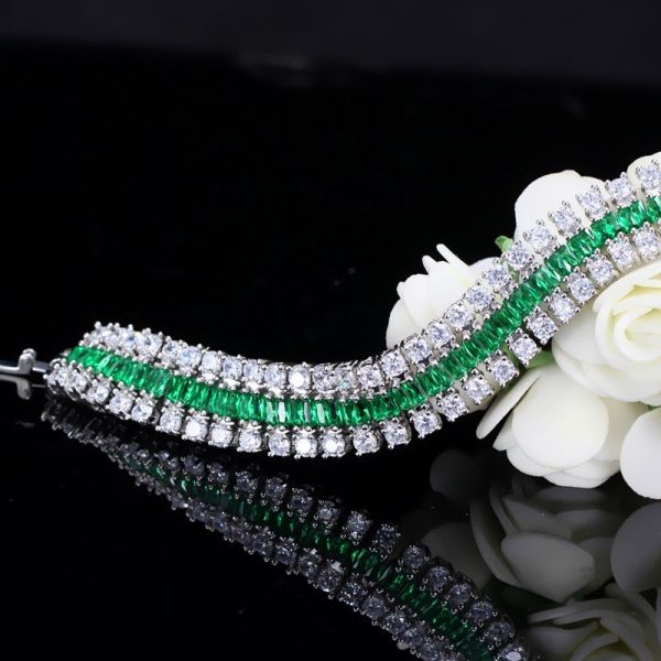 Summer Cute Crystal Bracele Jewelry Cluster Colorful CZ Stone Bracelet SIlver Plated Bracelet for Women Banquet Dinner