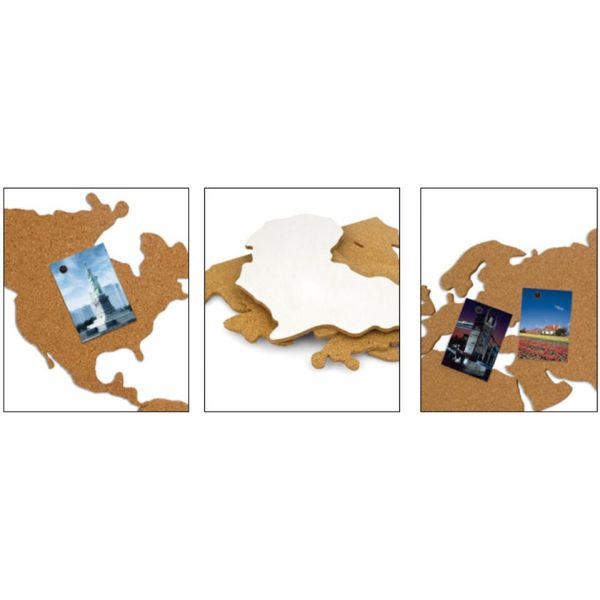 New Style Factory Wholesale 16 Pieces Adhesive Corkboard World Map for a Gift