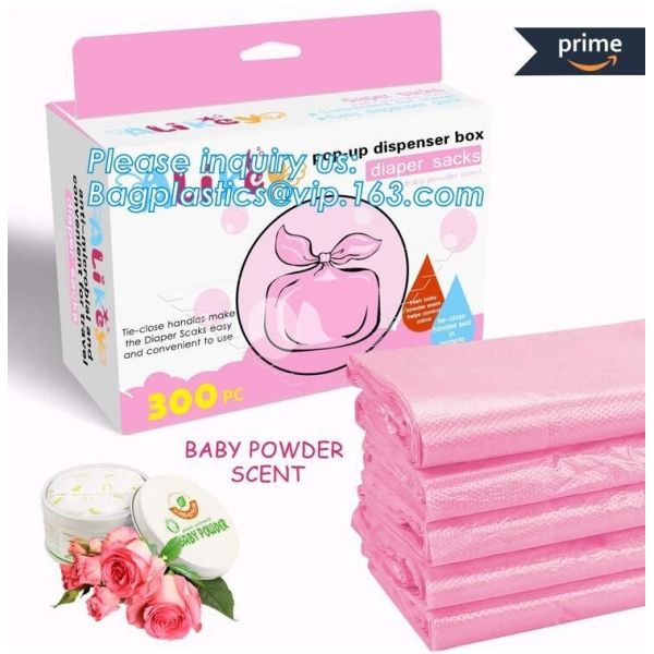 Disposable Diaper Bags, Nappy Sacks with Lavender Scent for Baby, Perfumed