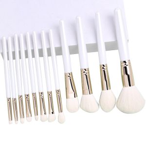 White Retractable Brush For Loose Powder Foundation Wool / Customized Heads