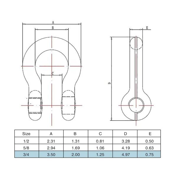 Polished Finish 3/4" Stainless Steel 304/316 Anchor Shackle for Heavy-Duty Applications