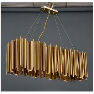 Luxury modern chandelier for dining room brushed gold stainless steel rectangle