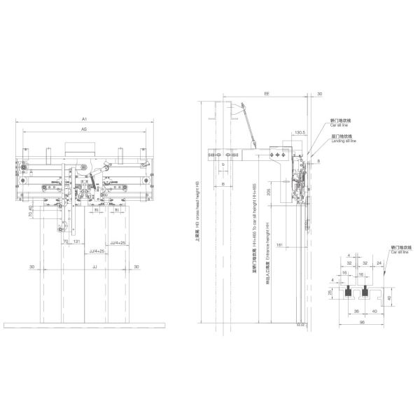 PM Motor Elevator Spare Parts / Elevator Door Components 4 Panels Center Opening