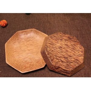 China Polygon Coconut Wooden Serving Plates Handcrafted Traditional Dinner Plate on sale