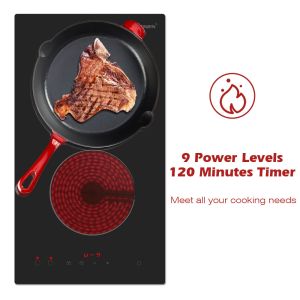 30cm Double Ceramic Hob 2 Zone Portable Double Electric Hobs With Plug