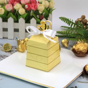 China Honeybee Golden Biodegradable Paper Food Packaging Chocolate Gift Wrap Box on sale