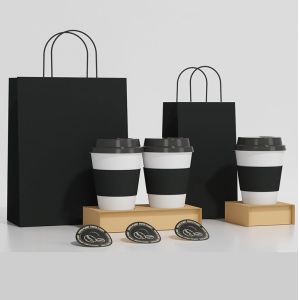 Custom Recyclable Paper Flat Bottom Kraft Paper Shopping Bag for Tea Coffee