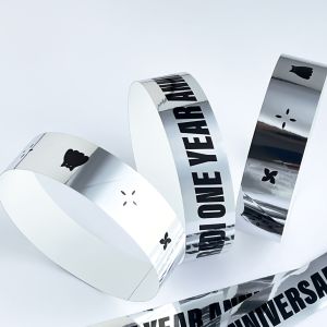 Fashionable Silver Holographic Disposable Soft Paper Bracelet Glitter Style