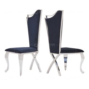 54x49x117cm Modern SS Dining Chairs With Black Velvet High Backrest