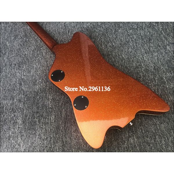 High quality electric guitar with Metallic orange gold dust paint on all parts front and back including fretboard Single