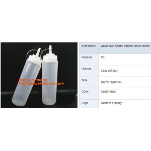 FDA Food Grade 8oz Empty Custom LDPE Plastic Ketchup Squeeze Bottle with Scale