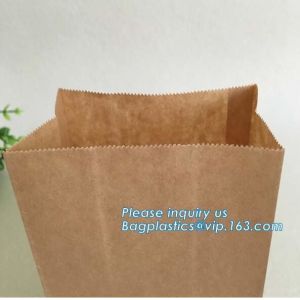 Custom design printed Kraft bread packaging paper bag,wax grease proof square