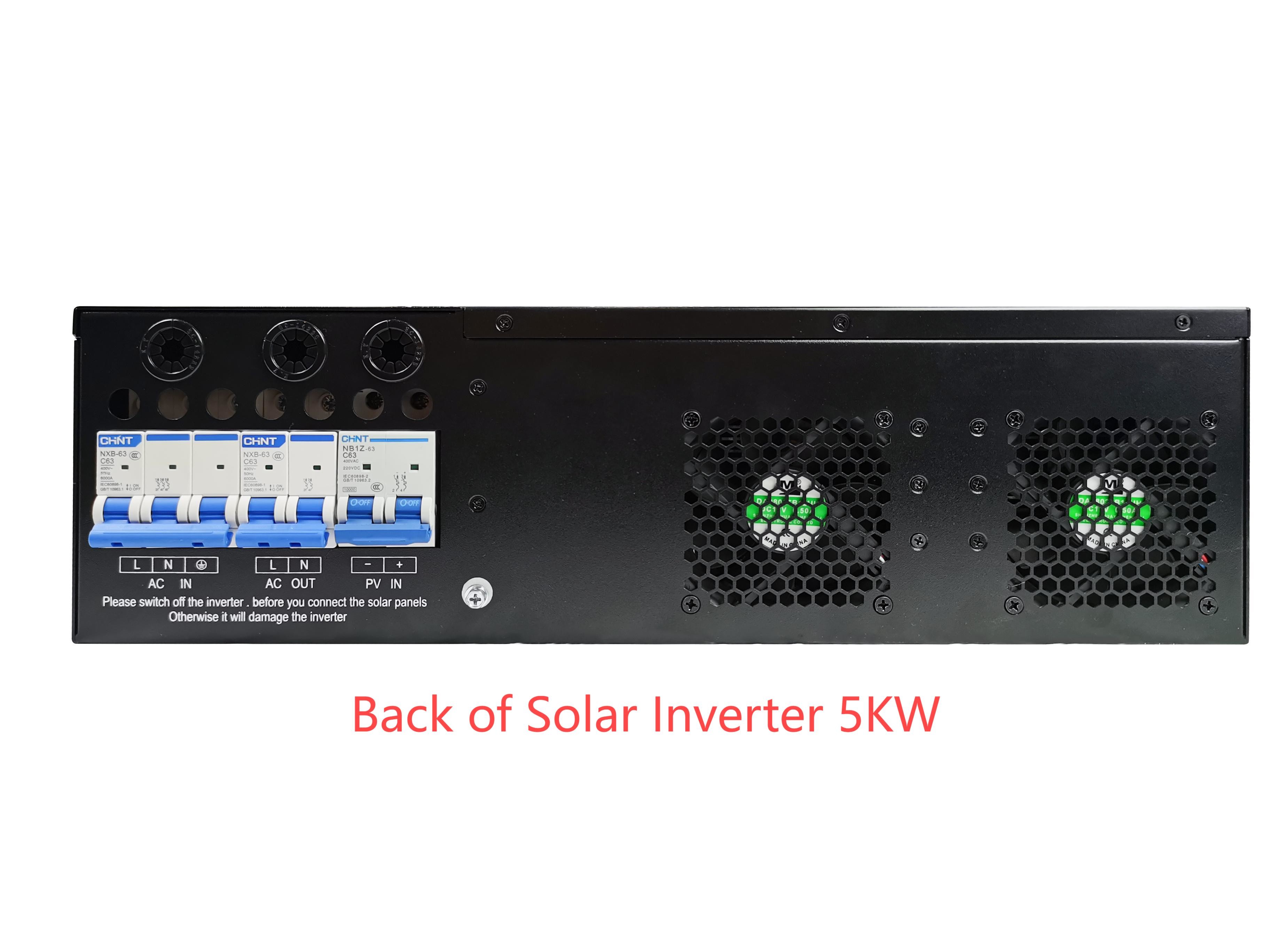 Rack Mount Pure Sine Ware Hybrid Solar Inverter 5KW PV 150/500Vdc 220/230Vac