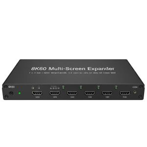 8K60 Multi-Screen Expander with 1 in 4 Out HDMI 2.1 and DP 1.4 Input for Ultra
