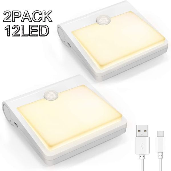USB Rechargeable Motion Sensor Light,USB Rechargeable 12 LED Stick-Anywhere Wall