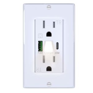 Mexico Easy Installation 125V 15A USB Receptacle with Night Light PD3.0 Fast