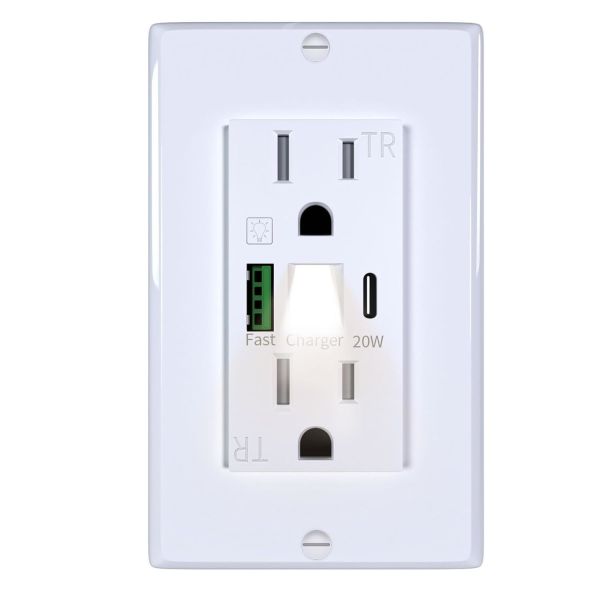 Mexico Easy Installation 125V 15A USB Receptacle with Night Light PD3.0 Fast