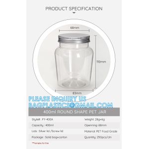 Plastic Square Grip Storage Jar, Candy Buffet Containers, Food Jar, Cosmetic Jar