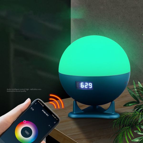 Bedside Smart WIFI APP Control Full Colors Wake Up Table Lamp With Alarm Clock