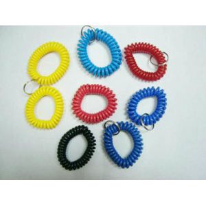 Promotional colorful plastic spiral wrist coil with split ring high quality