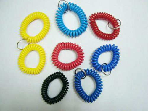 Promotional colorful plastic spiral wrist coil with split ring high quality