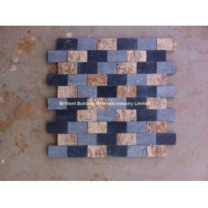 China Black Limestone Mosaic Mixed Travertine on sale