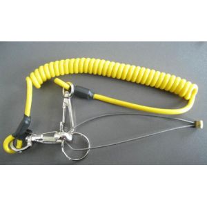 Solid blue plastic flexible spring string coil bungee lanyard key coil