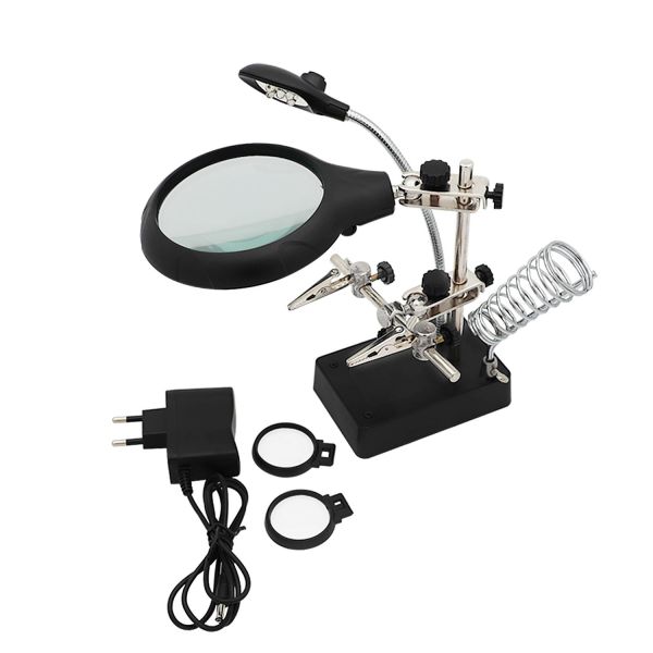 Quality TOKTOS Magnifying Glass For Workbench With LED Light 3.5X-12X Lens Auxiliary Clip wholesale