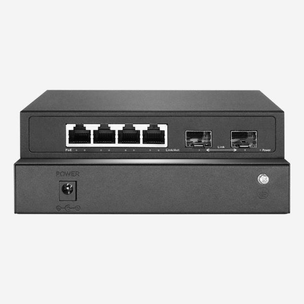 External Power Supply Gigabit 4 RJ45 And 2 SFP Unmanaged Ethernet Switch For