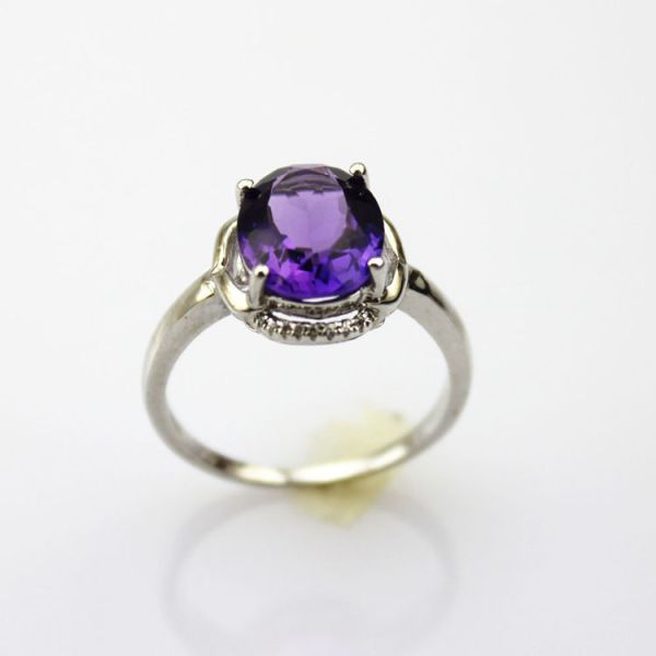 White Gold Plated 925 Silver Tanzanite Cubic Zircon Gemstone Ring (R227)