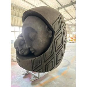 FRP art sculpture "Heart to Heart" with modern art design style for placement in