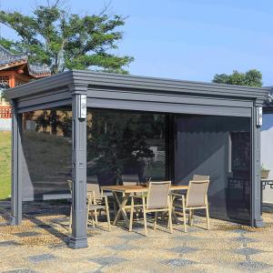 Cheap Ip67 Metal Roof Pavilion Villa Garden Leisure Shade Aluminium Pergola With Side for sale