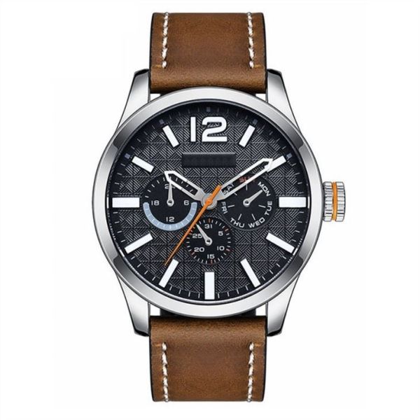 Men Fashion Sports Waterproof Quartz Watches Three Eye Large Dial Watch