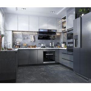 Modern U Shape Kitchen Furniture With MDF Matte Lacquer Countertop Island