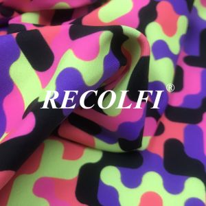 Double Printing Patterns Ribbed Swimwear Fabric Keeping Warp Soften