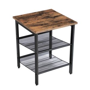 Side Table with Adjustable Shelf for Home, Industrial Side Table, Small End