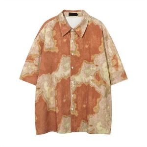 OEM maufactory Short -sleeved shirt boys Ins American lazy wind five -point