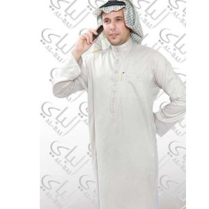Popline Men's Saudi Style Thobe Islamic Arab Robe Made of Flame Retardant