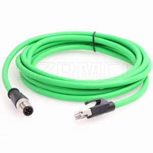 M12 Dcoded 4 Pin Male Flexible Ethernet Cable to RJ45 Male With Industrial Cat5e