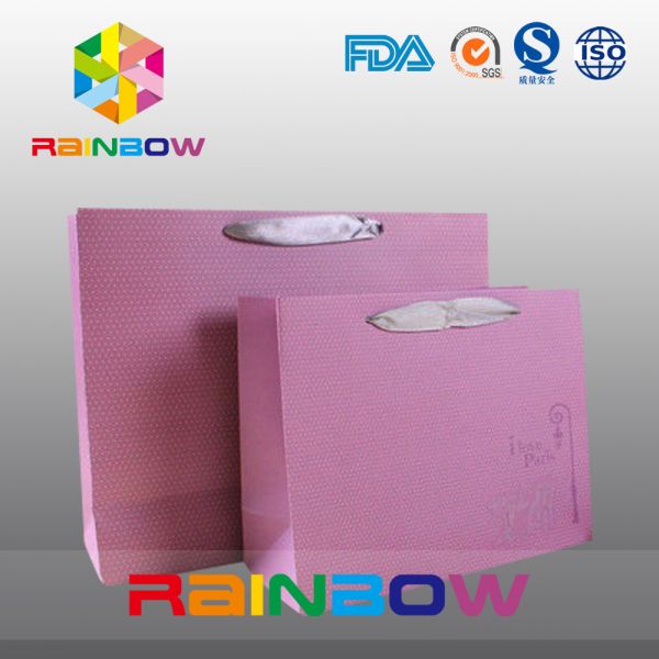 Square Bottom Customized Paper Bags With Drawstring For Gift / Garment /