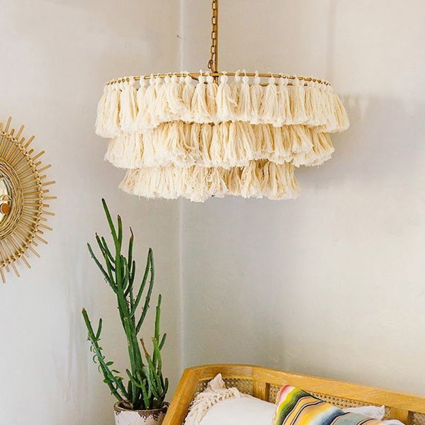 Modern boho chandelier designer decorative Cotton tassel art chandelier(WH-MI