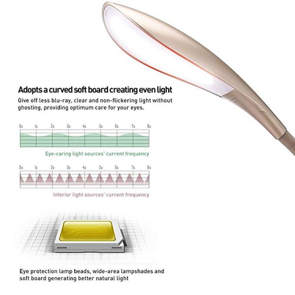 Craft Eye - Care Gooseneck Reading Light With Touch Control Red Dimmable