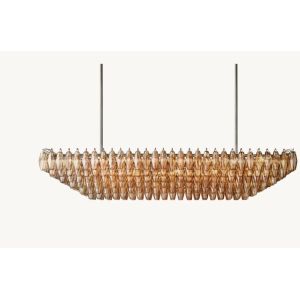 Cheap Chiara Smoke Glass Tiered Rectangular Chandelier 74&quot; for sale