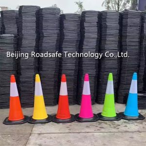 PE Road Pavement Highway Cones Traffic Black Base Tall Construction Cones 100cm