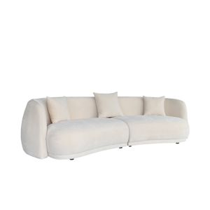 Cheap Beige Fabric Couch Sectional Two Pieces Sofa Set High Density Sponge Padded Seats for sale